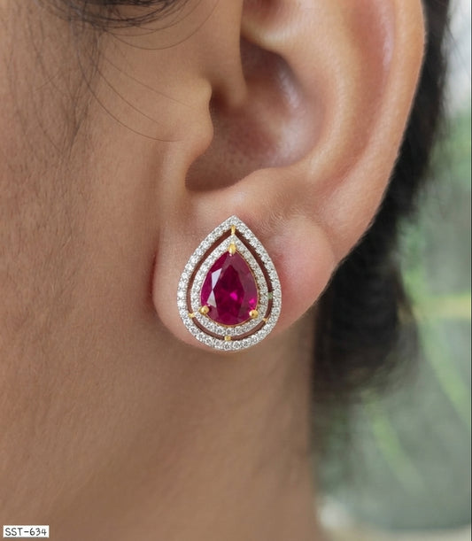 SST 634 | RADIANT RUBY TEARDROP STUD EARRINGS