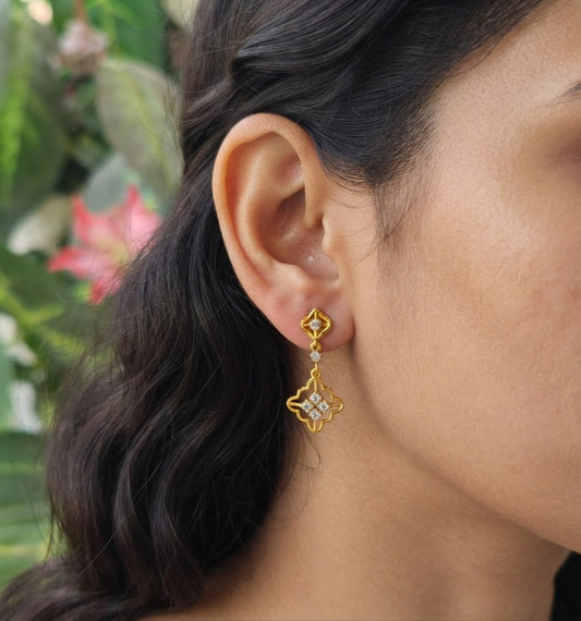 SST 481 | Elegant CZ Flower Drop Earrings