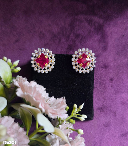 SST 643 | RADIANT RUBY HALO STUD EARRINGS