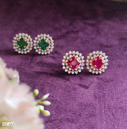 SST 643 | RADIANT RUBY HALO STUD EARRINGS