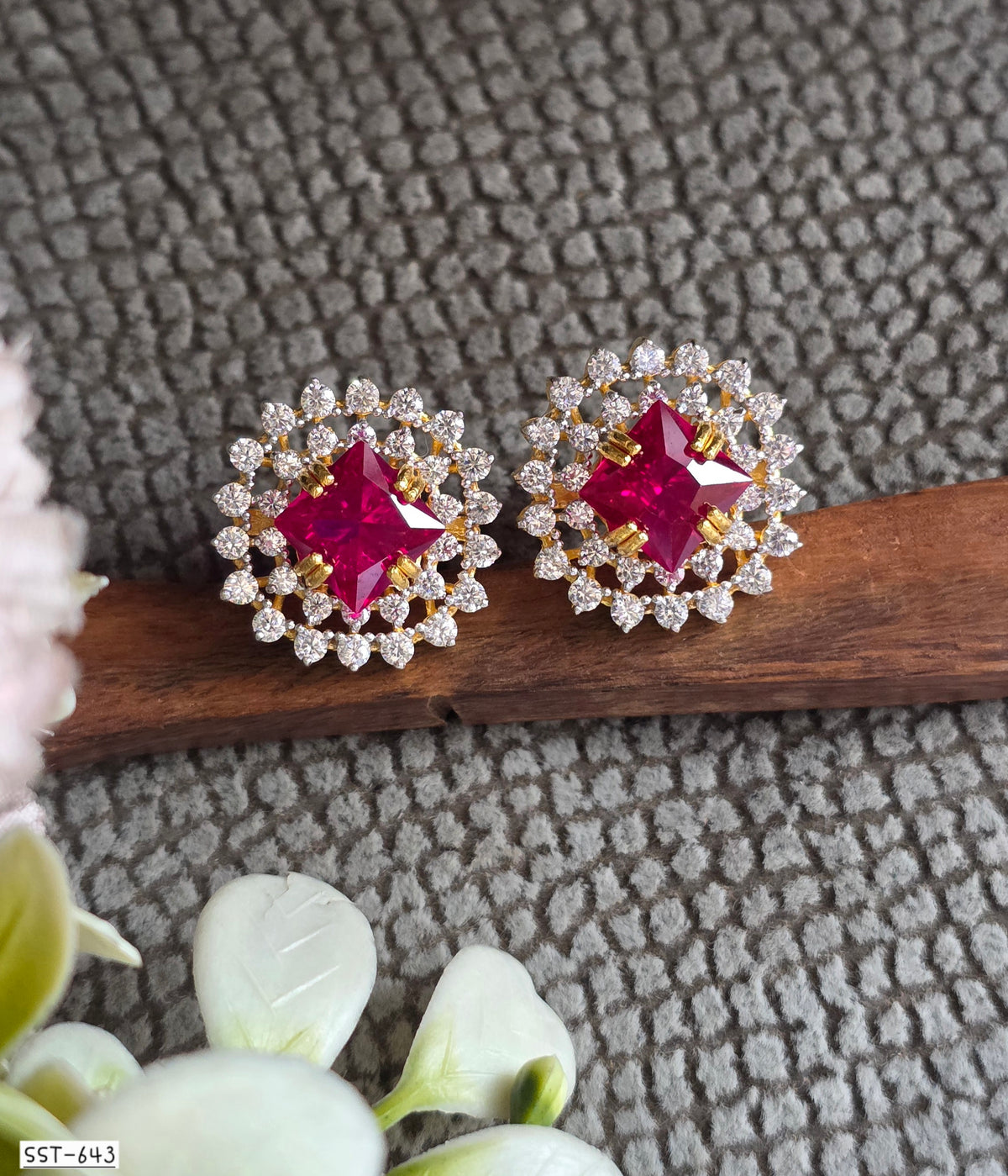 SST 643 | RADIANT RUBY HALO STUD EARRINGS