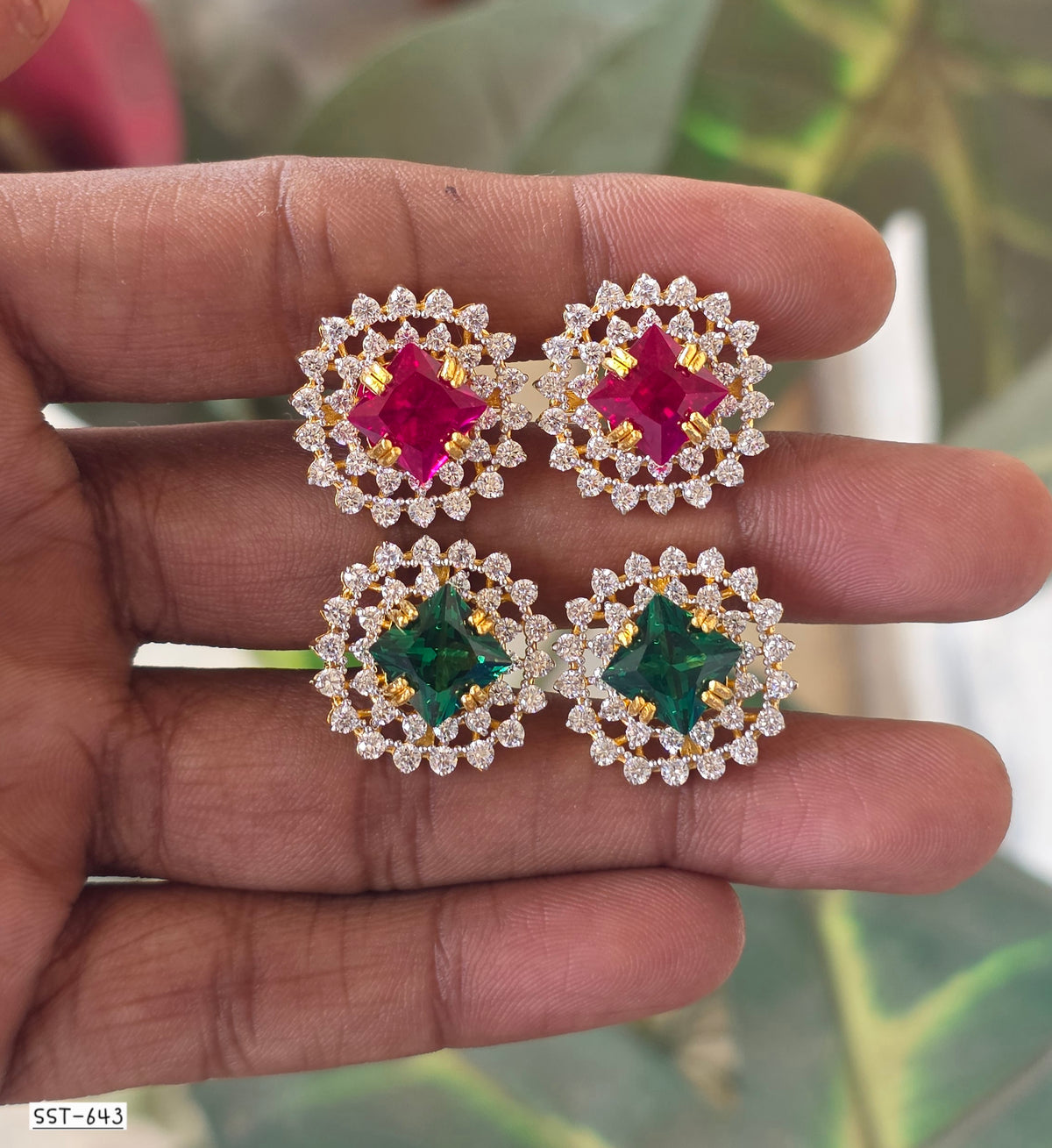 SST 643 | RADIANT RUBY HALO STUD EARRINGS