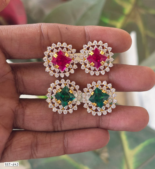 SST 643 | RADIANT RUBY HALO STUD EARRINGS