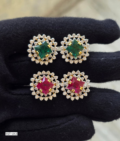 SST 643 | RADIANT RUBY HALO STUD EARRINGS