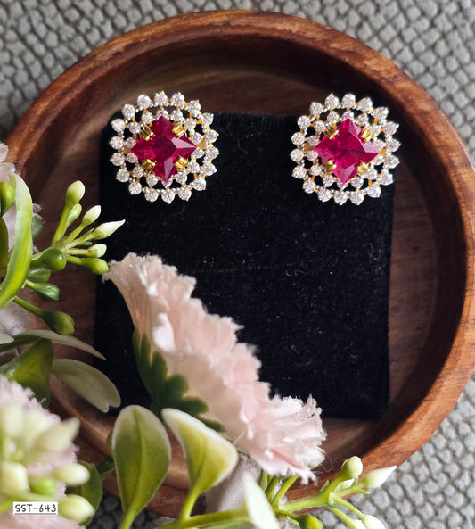 SST 643 | RADIANT RUBY HALO STUD EARRINGS