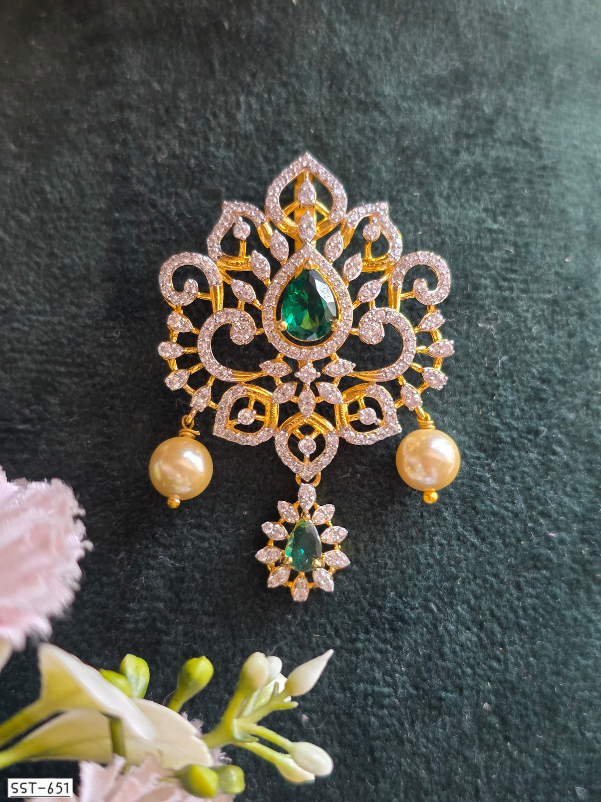 SST 651 | EMERALD PEACOCK INSPIRED STATEMENT PENDANT