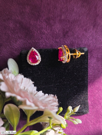 SST 187RED | EMERALD HALO PEAR STUD