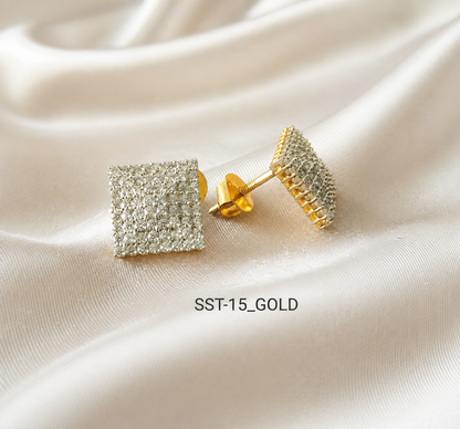 SST 015 | SPARKLE SQUARE STUD EARRINGS