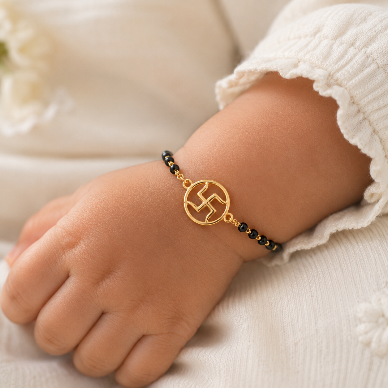 SWASTIKA SILVER BABY NAZARIYA BRACELET