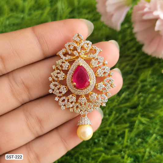 SST 222 | RUBY AND EMERALD PEARL DROP PENDENT