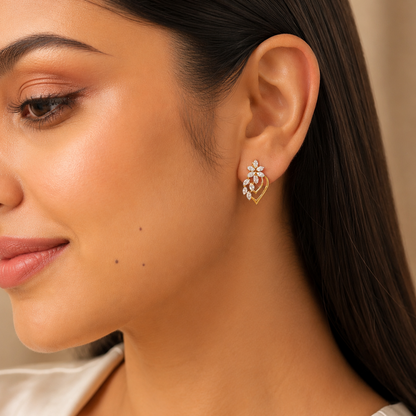 SST 603 | RADIANT CRYSTAL FAN STATEMENT EARRINGS