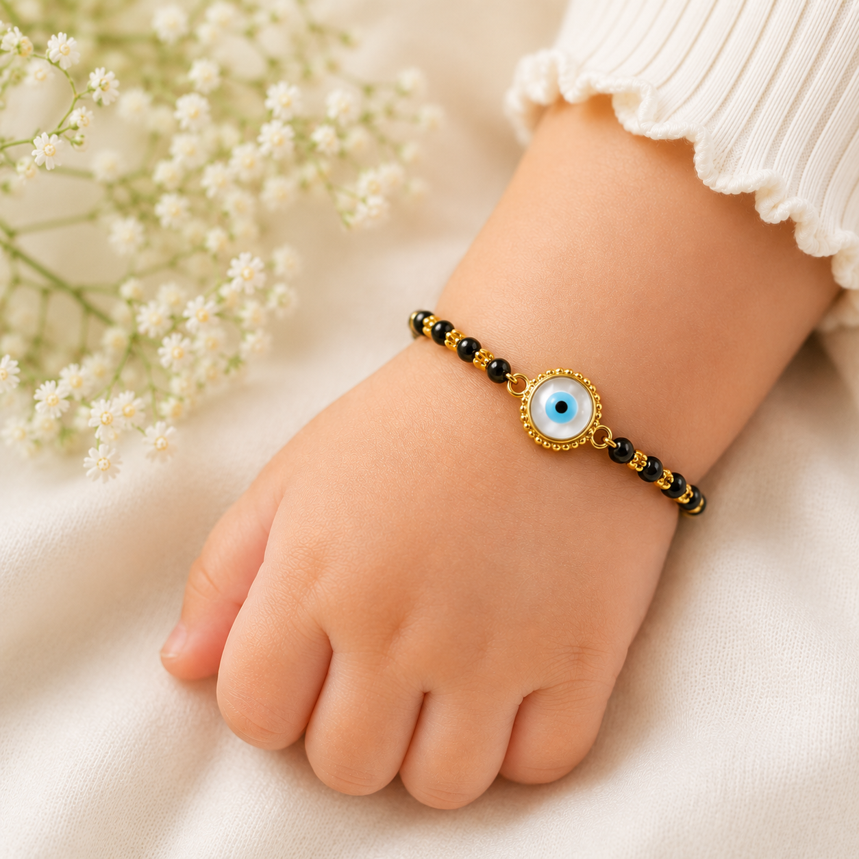 ROUND EVIL EYE SILVER BABY NAZARIYA BRACELET