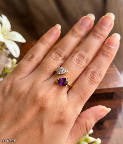 SST 623 | AMETHYST HEART OPEN RING