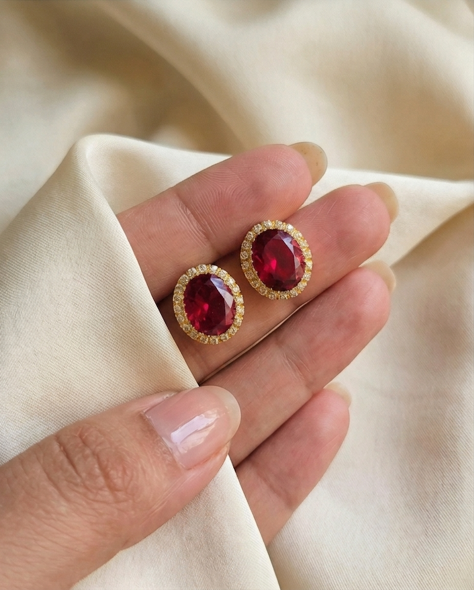 SST 062 RED | RUBY RADIANCE STUD EARRINGS