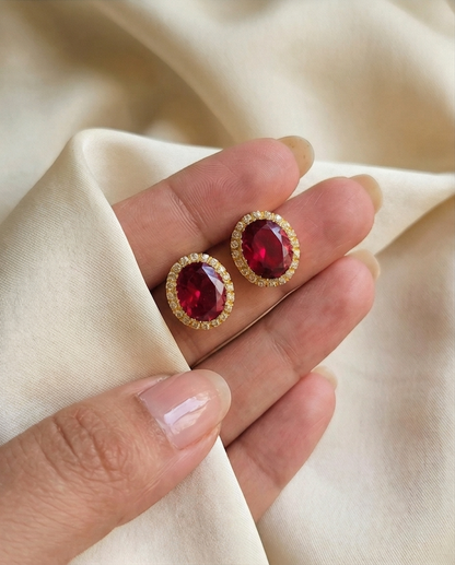 SST 062 RED | RUBY RADIANCE STUD EARRINGS