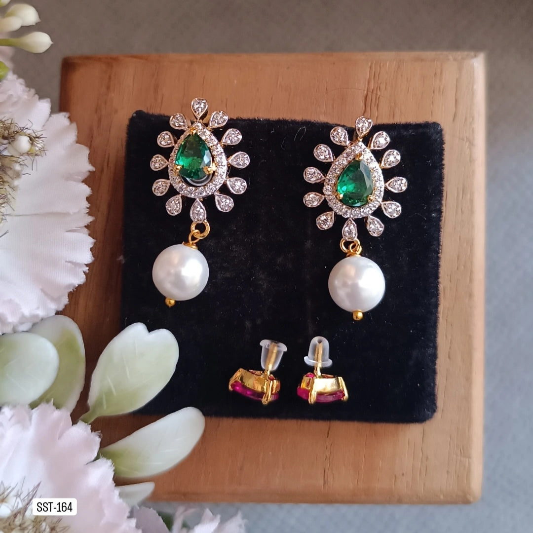 SST 164 | CHANGEABLE STONE EARRINGS | 925 STERLING SILVER EARRINGS