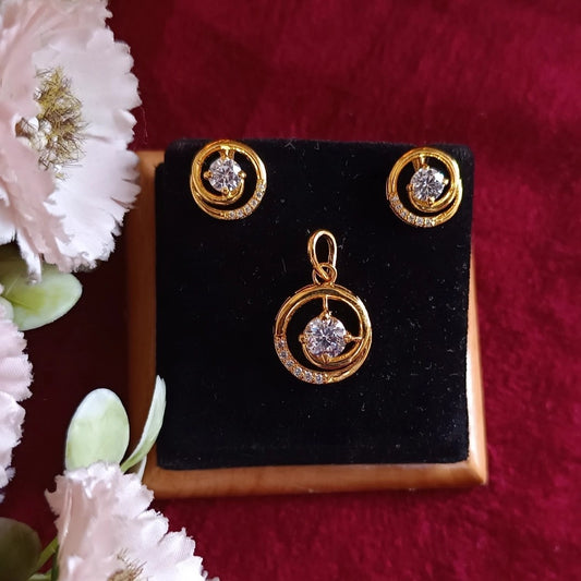 SST 279 | ELEGANT CIRCLE PENDANT AND EARRINGS SET