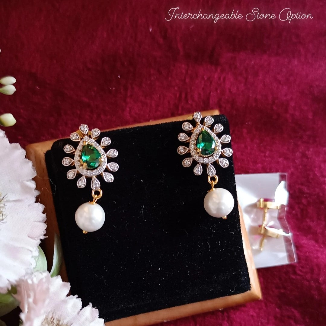 SST 164 | CHANGEABLE STONE EARRINGS | 925 STERLING SILVER EARRINGS