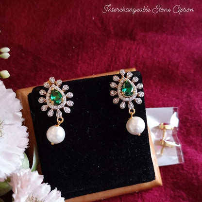 SST 164 | CHANGEABLE STONE EARRINGS | 925 STERLING SILVER EARRINGS