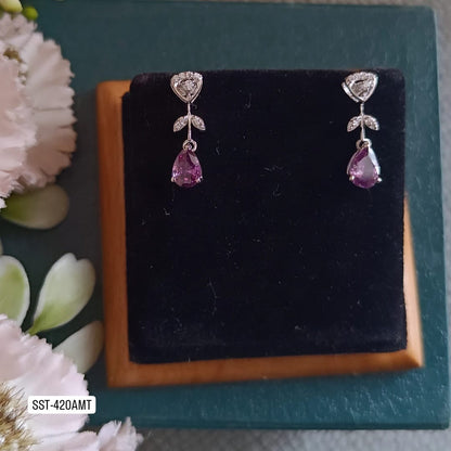 SST 420Amt | FLORAL AMETHYST DROP EARRINGS