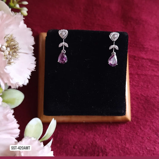 SST 420Amt | FLORAL AMETHYST DROP EARRINGS