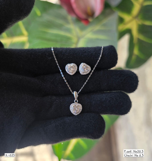 X 035 |  PENDENT AND EARRING SET WITH CHAIN