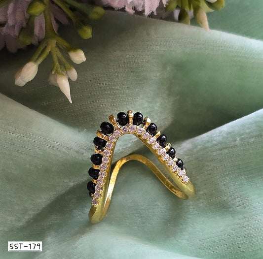 SST 179 | BLACK BEADS MANGALSUTRA VANKI RING