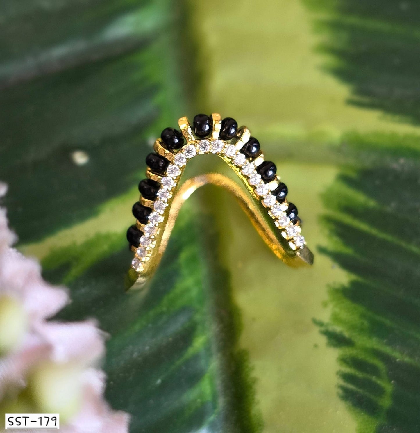 SST 179 | BLACK BEADS MANGALSUTRA VANKI RING