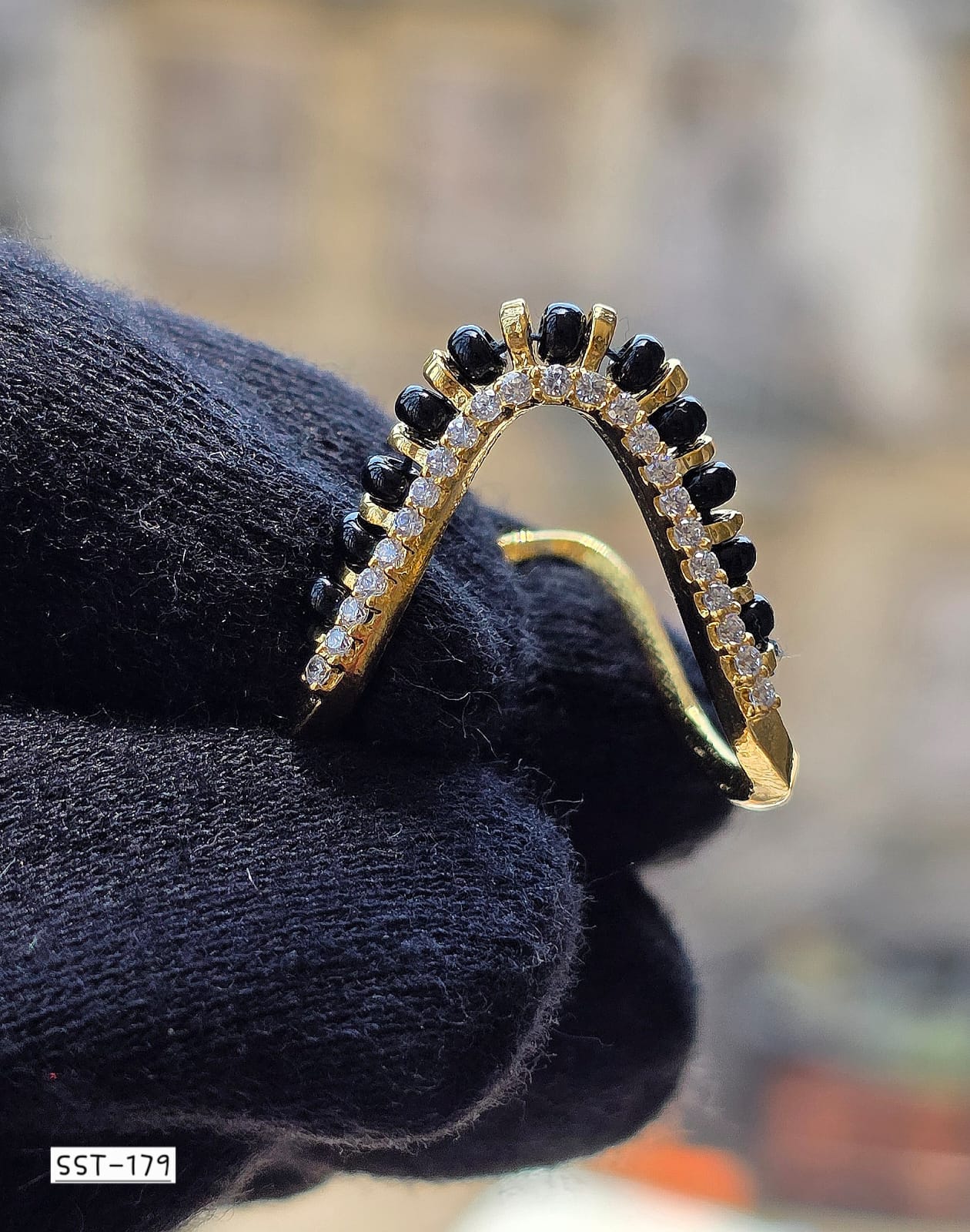 SST 179 | BLACK BEADS MANGALSUTRA VANKI RING