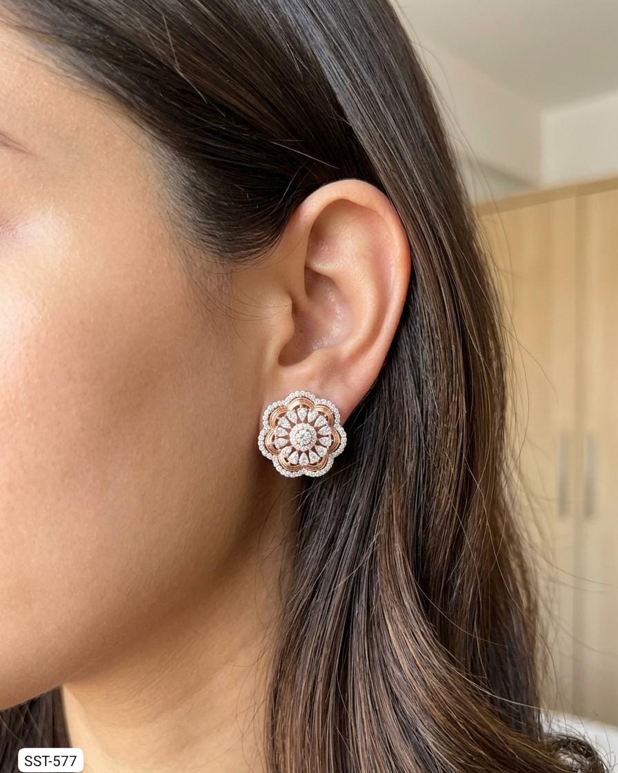 SST 577 | ROSE GOLD FLORAL EARRING