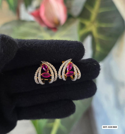 SST 458Red | LUXURIOUS GREEN GEM STUDDED EARRINGS