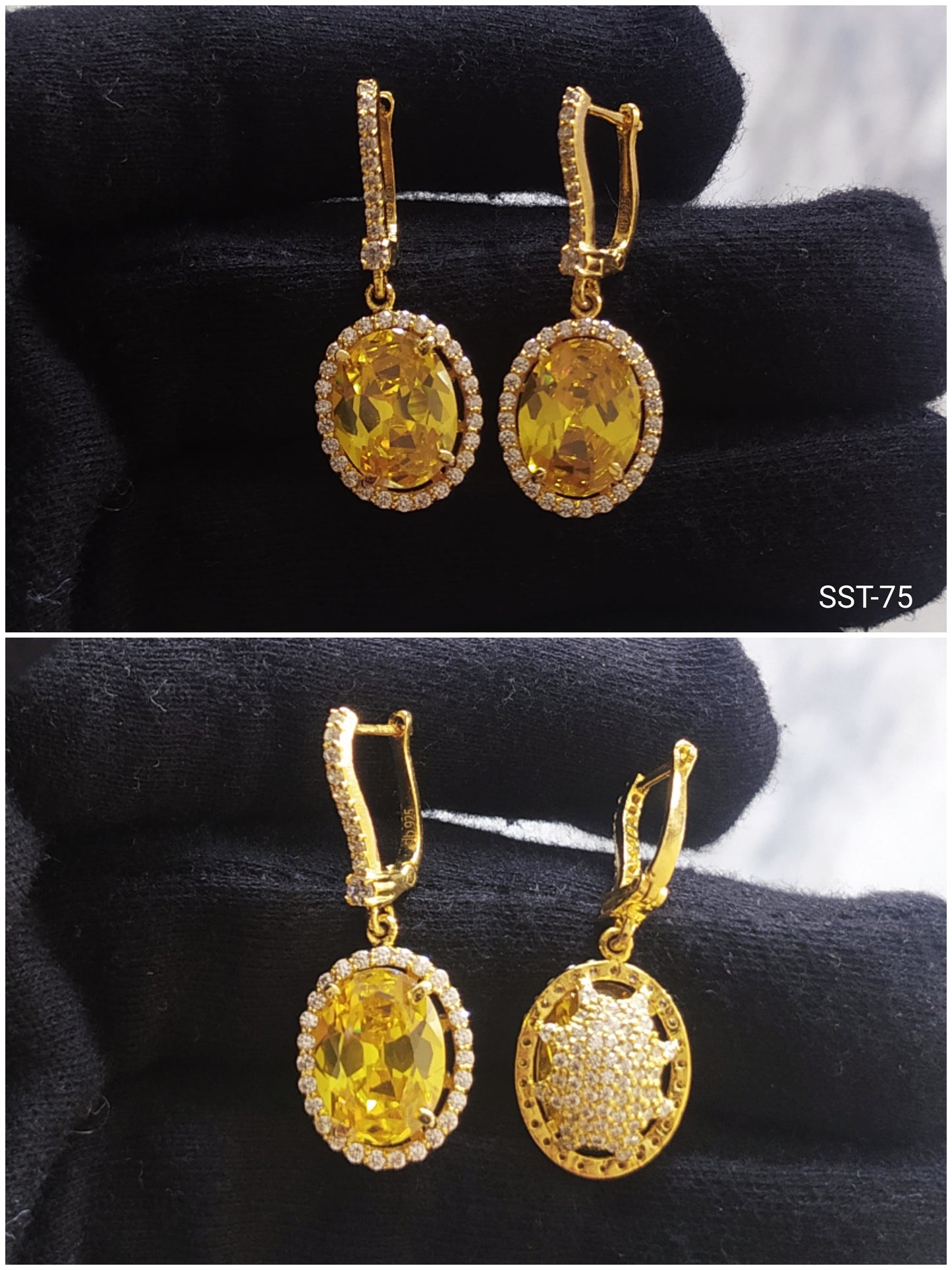 SST 075 | VIBRANT YELLOW OVAL DROP EARRINGS