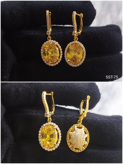 SST 075 | VIBRANT YELLOW OVAL DROP EARRINGS