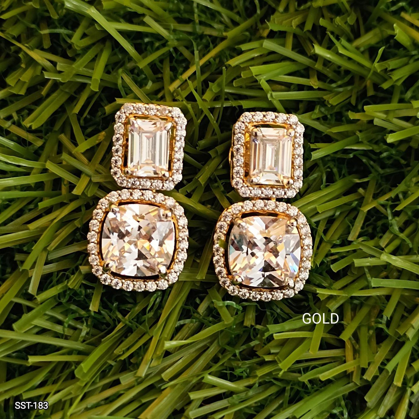 SST 183 | TWO-TIER CUSHION DIAMOND DROP EARRINGS