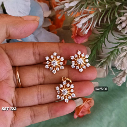 SST 122 | ZIRCON DIAMOND PENDANT & EARRINGS SET