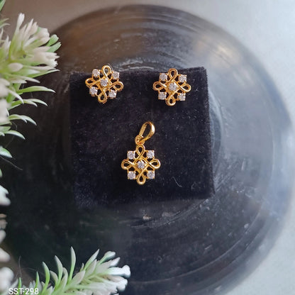 SST 298 | ELEGANT CRYSTAL-SET PENDENT AND EARRINGS