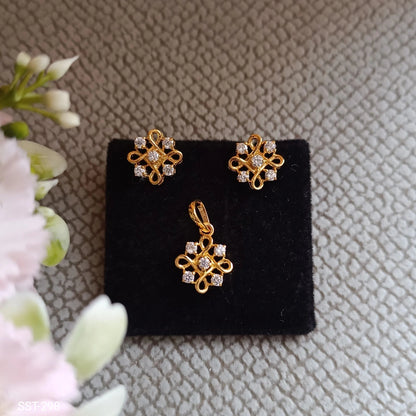 SST 298 | ELEGANT CRYSTAL-SET PENDENT AND EARRINGS