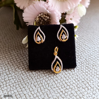 SST 303 | STUNNING DROPLET DESIGN PENDENT AND EARRINGS