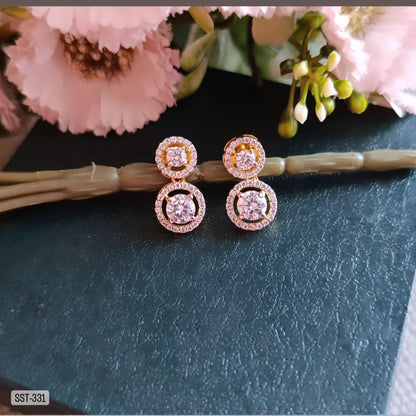 SST 331 |  DOUBLE HALO STONE DROP EARRINGS