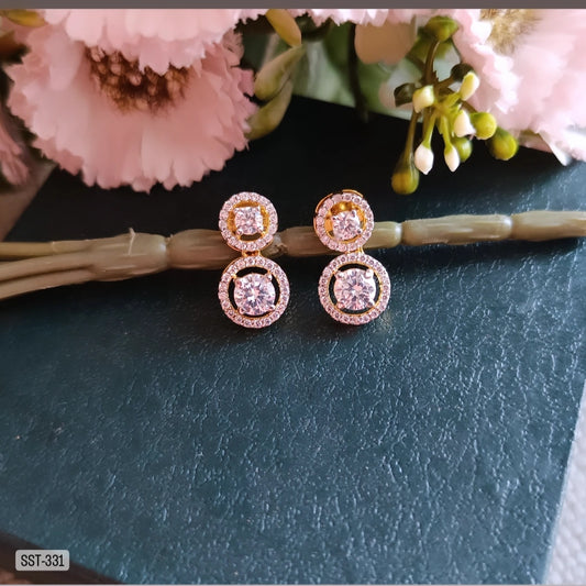 SST 331 |  DOUBLE HALO STONE DROP EARRINGS