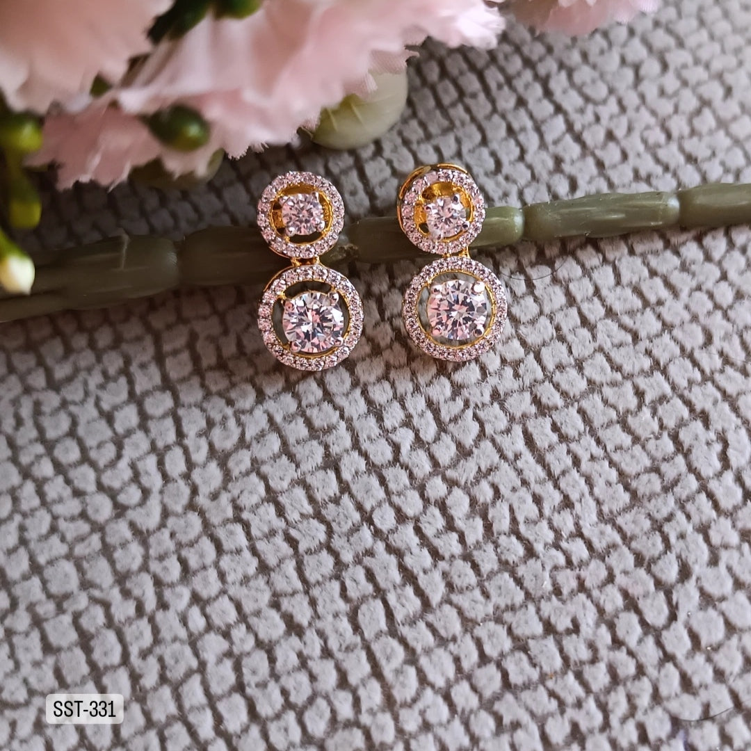 SST 331 |  DOUBLE HALO STONE DROP EARRINGS