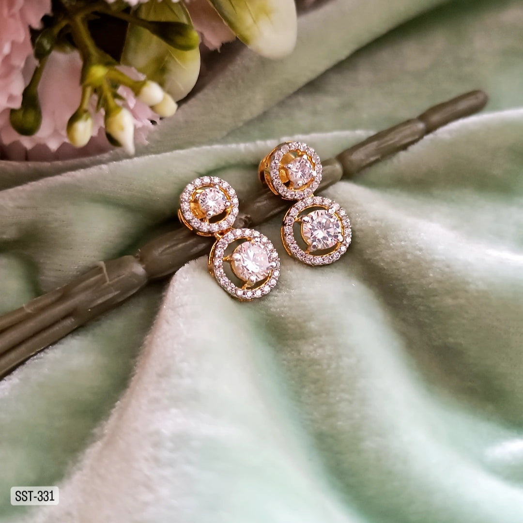 SST 331 |  DOUBLE HALO STONE DROP EARRINGS