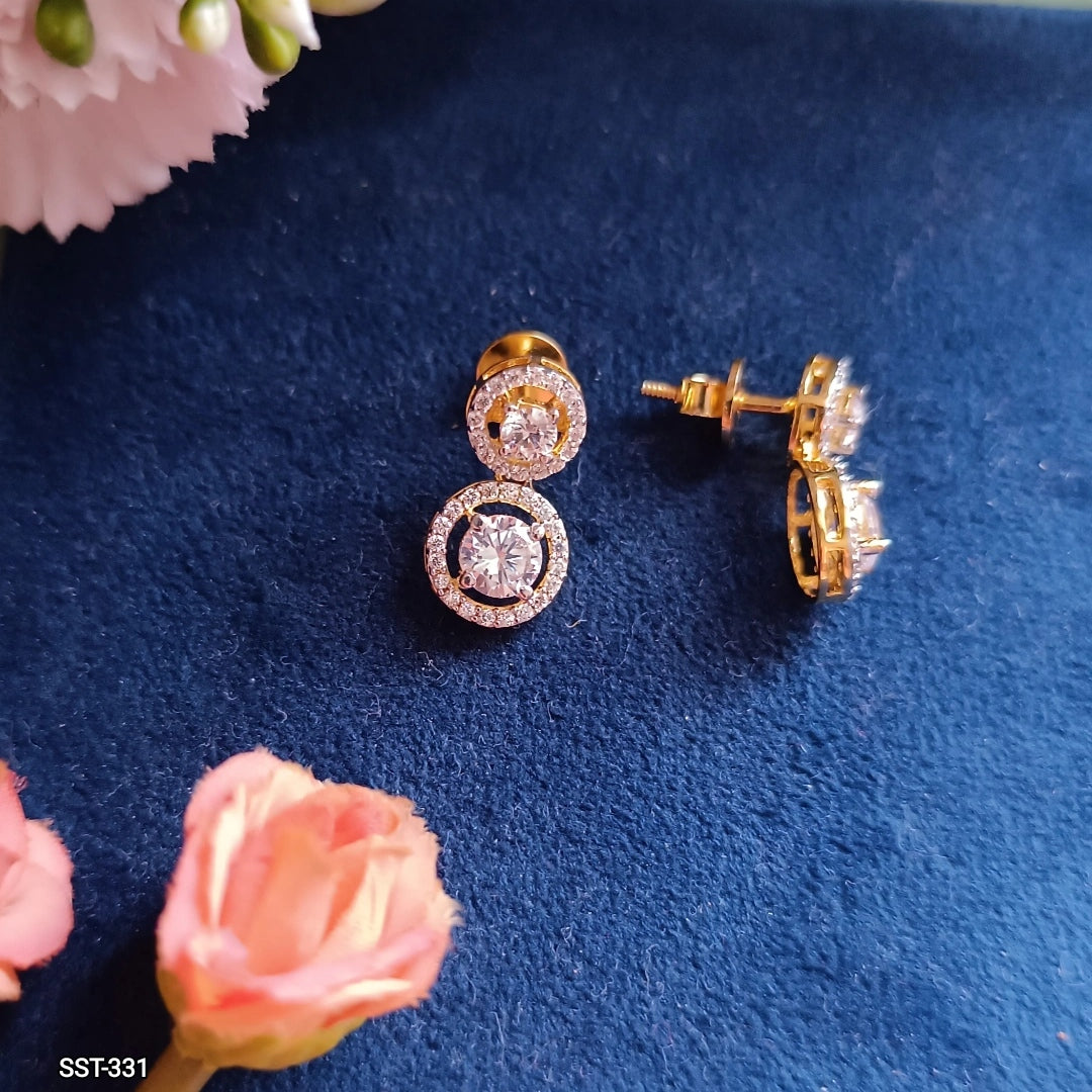 SST 331 |  DOUBLE HALO STONE DROP EARRINGS