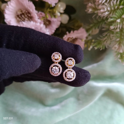 SST 331 |  DOUBLE HALO STONE DROP EARRINGS