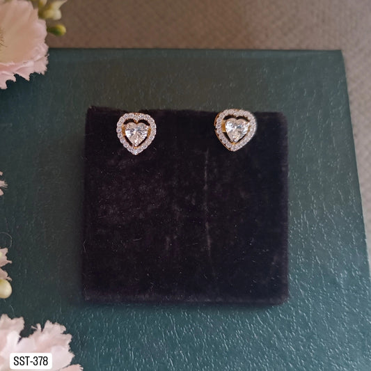 SST 378 | HEART SPARKLING STUD EARRINGS