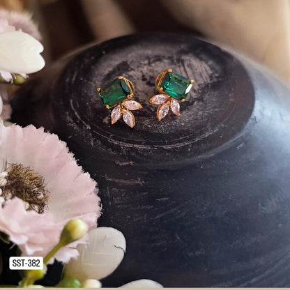 SST 382 | EMERALD AND LEAF EARRINGS