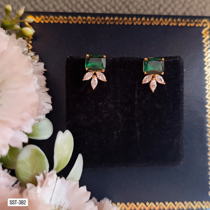 SST 382 | EMERALD AND LEAF EARRINGS