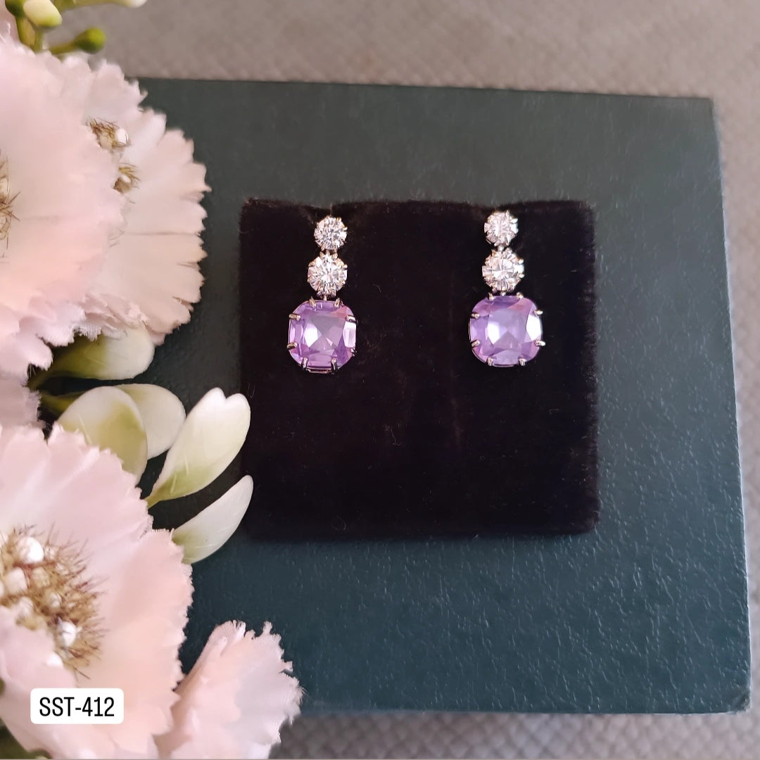 SST 412 |  ELEGANT COLORED GEM STUD EARRINGS
