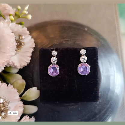 SST 412 |  ELEGANT COLORED GEM STUD EARRINGS