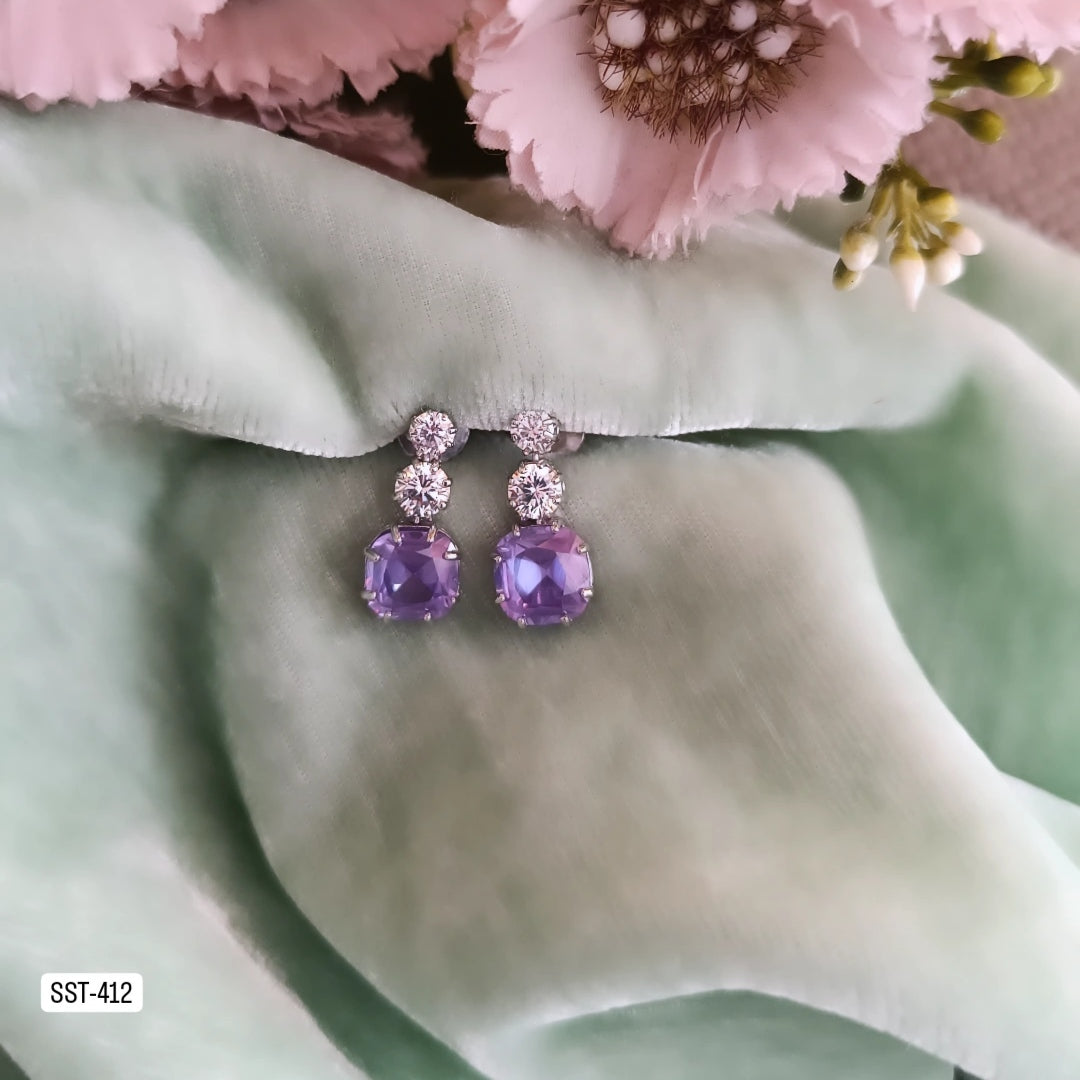 SST 412 |  ELEGANT COLORED GEM STUD EARRINGS